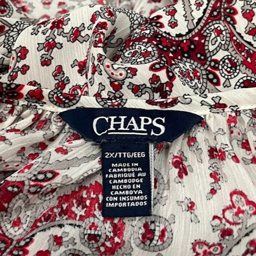 Chaps Peasant Top Plus Size 2X Paisley Country Boho Preppy Western Lightweight - Picture 5 of 10